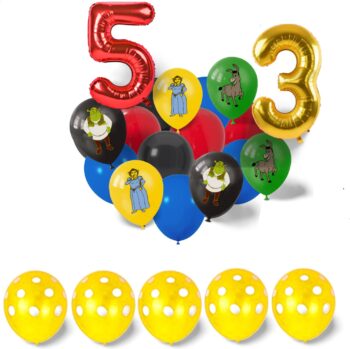 BalloonyFly Fast Shipping,Shrek Balloons Birthday Decoration,Princess Fiona,Donkey,Latex Balloons,Birthday Decoration,Party Theme,Tableware