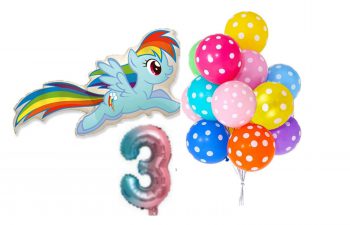 BalloonyFly BIG 40' Rainbow Dash Balloon Bouquet,Birthday My little Pony,Girl Toddler Decoration Balloons,Items,Tableware,Gift,Pony theme party