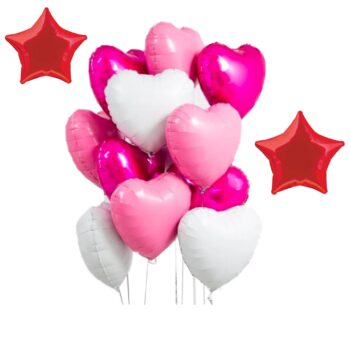 BalloonyFly San Valentine Balloons,Heart Pink,Hearts White,Hearts Hot Pink,Balloons Mylar,Decoration,Married Me,Proposal Gift,Girlfriend Balloons