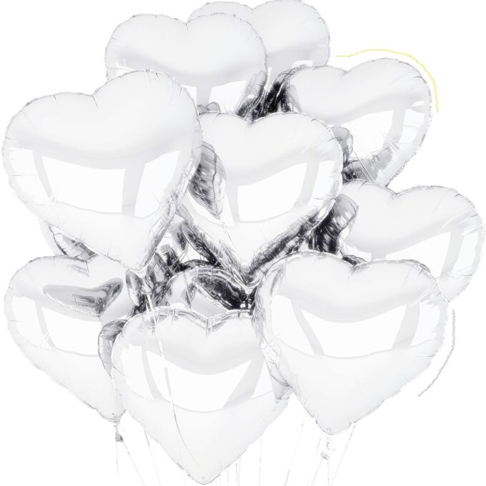 BalloonyFly Heart,silver,Twinkle,heart,Balloons,foil,18 inches,Party,mylar,decoration,party,weddings,birthday,love,baby,cake,newborn, san valentines